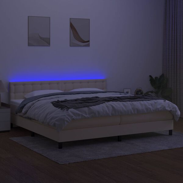 vidaXL &Kappa;&rho;&epsilon;&beta;ά&tau;&iota; Boxspring &mu;&epsilon; &Sigma;&tau;&rho;ώ&mu;&alpha; & LED &Kappa;&rho;&epsilon;&mu; 200x200 &epsilon;&kappa;. &Upsilon;&phi;&alpha;&sigma;&mu;ά&tau;&iota;&nu;&omicron;
