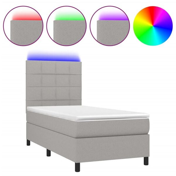 vidaXL &Kappa;&rho;&epsilon;&beta;ά&tau;&iota; Boxspring &mu;&epsilon; &Sigma;&tau;&rho;ώ&mu;&alpha; & LED &Alpha;&nu;.&Gamma;&kappa;&rho;&iota; 90x200 &epsilon;&kappa;. &Upsilon;&phi;&alpha;&sigma;&mu;ά&tau;&iota;&nu;&omicron;