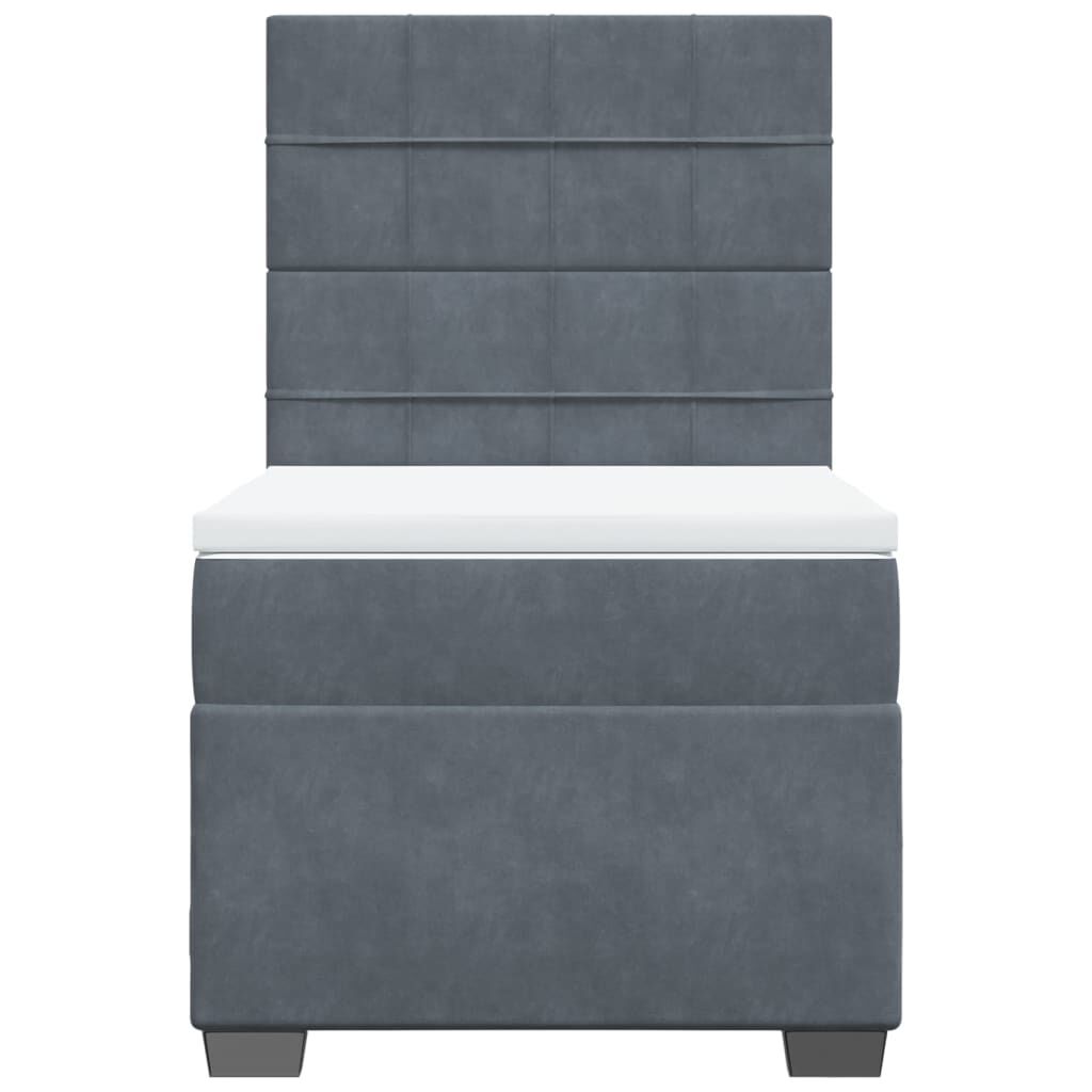 vidaXL Κρεβάτι Boxspring με Στρώμα Σκούρο Γκρι 90x200 εκ. Βελούδινο