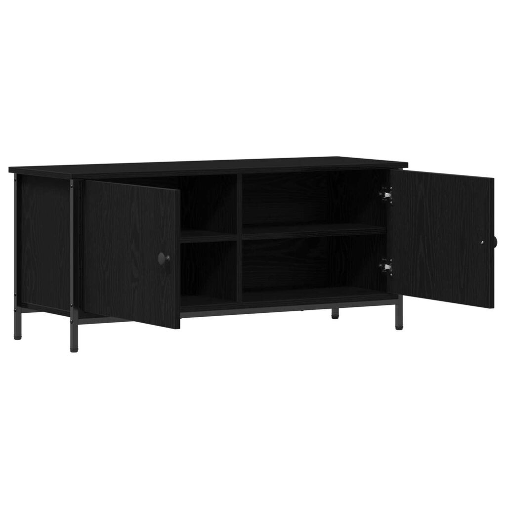 vidaXL TV Stand Μαύρης Δρυός Μαύρη δρυός Μοριοσανίδα, Μέταλλο