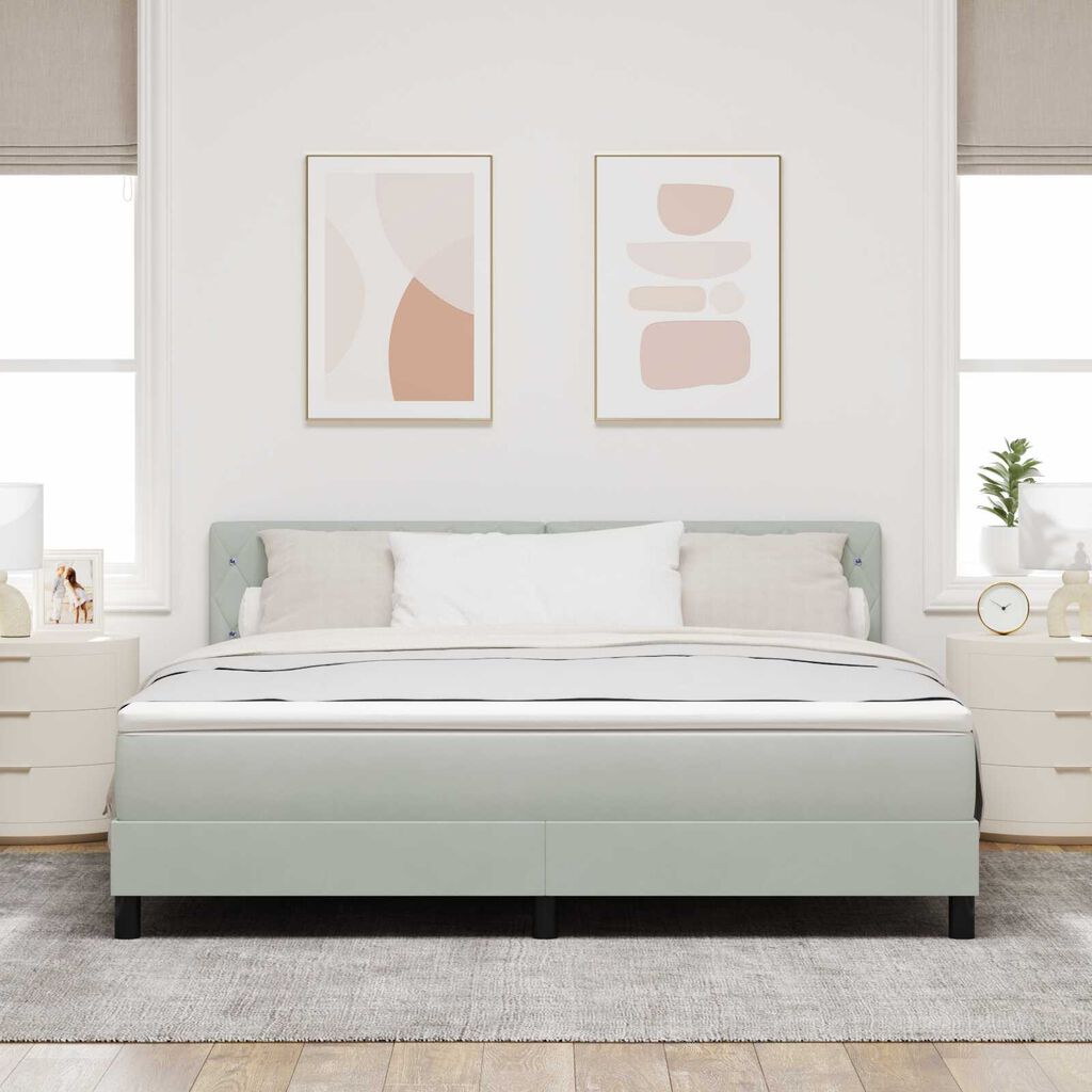 vidaXL Κρεβάτι Box Spring με στρώμα & LED Φωτισμός Γκρι Ανοιχτό 180x200 εκ Βελούδο