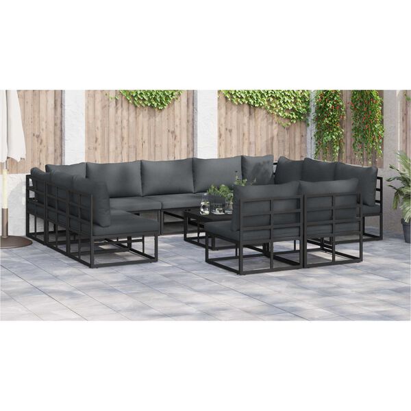 vidaXL Σετ Καναπέ Κήπου 12 pcs Μαύρο 70 x 70 x 32 εκ Αλουμίνιο
