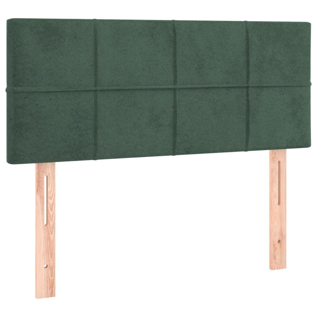 vidaXL Κρεβάτι Boxspring με Στρώμα & LED Σκ. Πράσινο 90x200 εκ Βελούδο