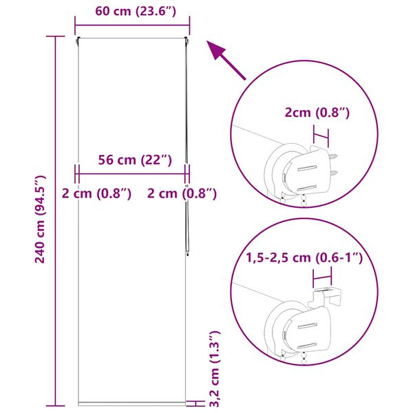 vidaXL Κουρτίνα Μπάνιου Ρολό 60x240 εκ. Πλάτος υφάσματος 56 εκ.