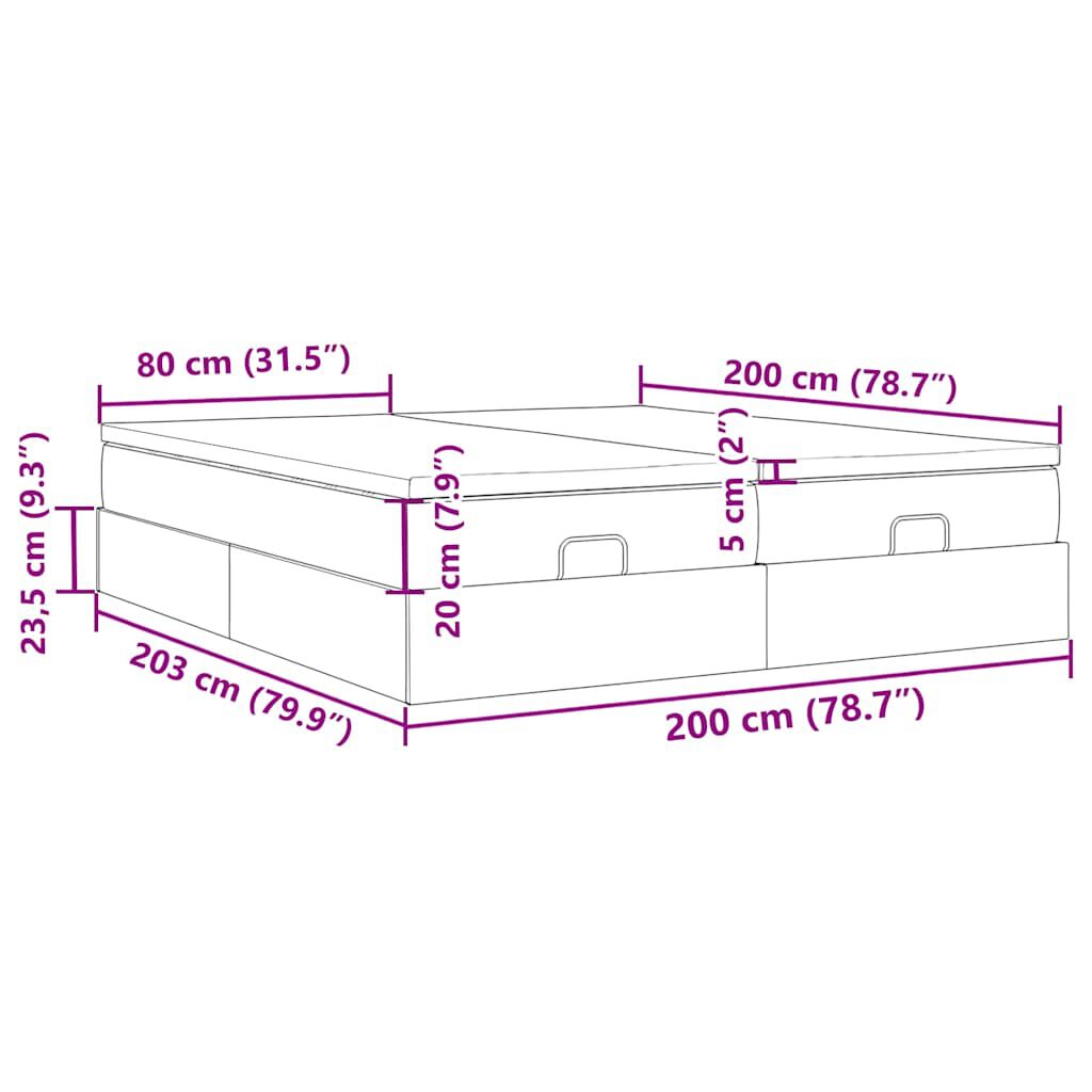 vidaXL Οθωμανικό κρεβάτι με στρώματα Taupe 200x200cm ύφασμα