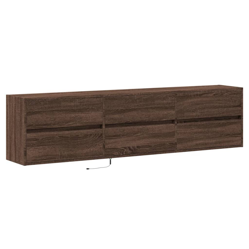 vidaXL Έπιπλο Τοίχου Τηλεόρασης με LED Καφέ Δρυς 180x31x45 εκ.