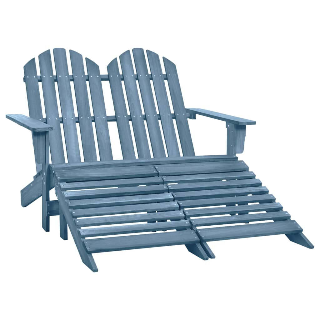 vidaXL Καρέκλα Κήπου Adirondack Διθέσια Μπλε Ξύλο Ελάτης & Υποπόδιο