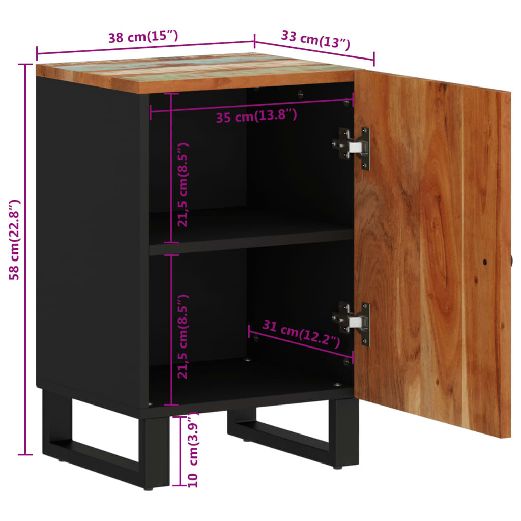 vidaXL Ντουλάπι Μπάνιου 38 x 33 x 58 εκ. από Μασίφ Ανακυκλωμένο Ξύλο