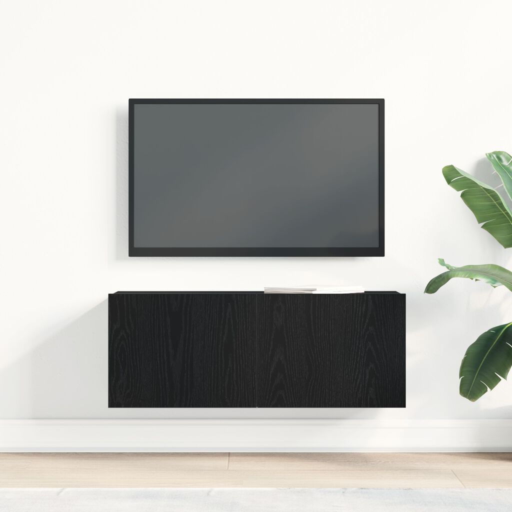 vidaXL Μαύρη Δρυς Βάση ΤV 80x30x30 εκ. Φτιαγμένη από Εργασιακό Ξύλο