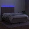 vidaXL &Kappa;&rho;&epsilon;&beta;ά&tau;&iota; Boxspring &mu;&epsilon; &Sigma;&tau;&rho;ώ&mu;&alpha; & LED Taupe 140x200 &epsilon;&kappa;. &Upsilon;&phi;&alpha;&sigma;&mu;ά&tau;&iota;&nu;&omicron;