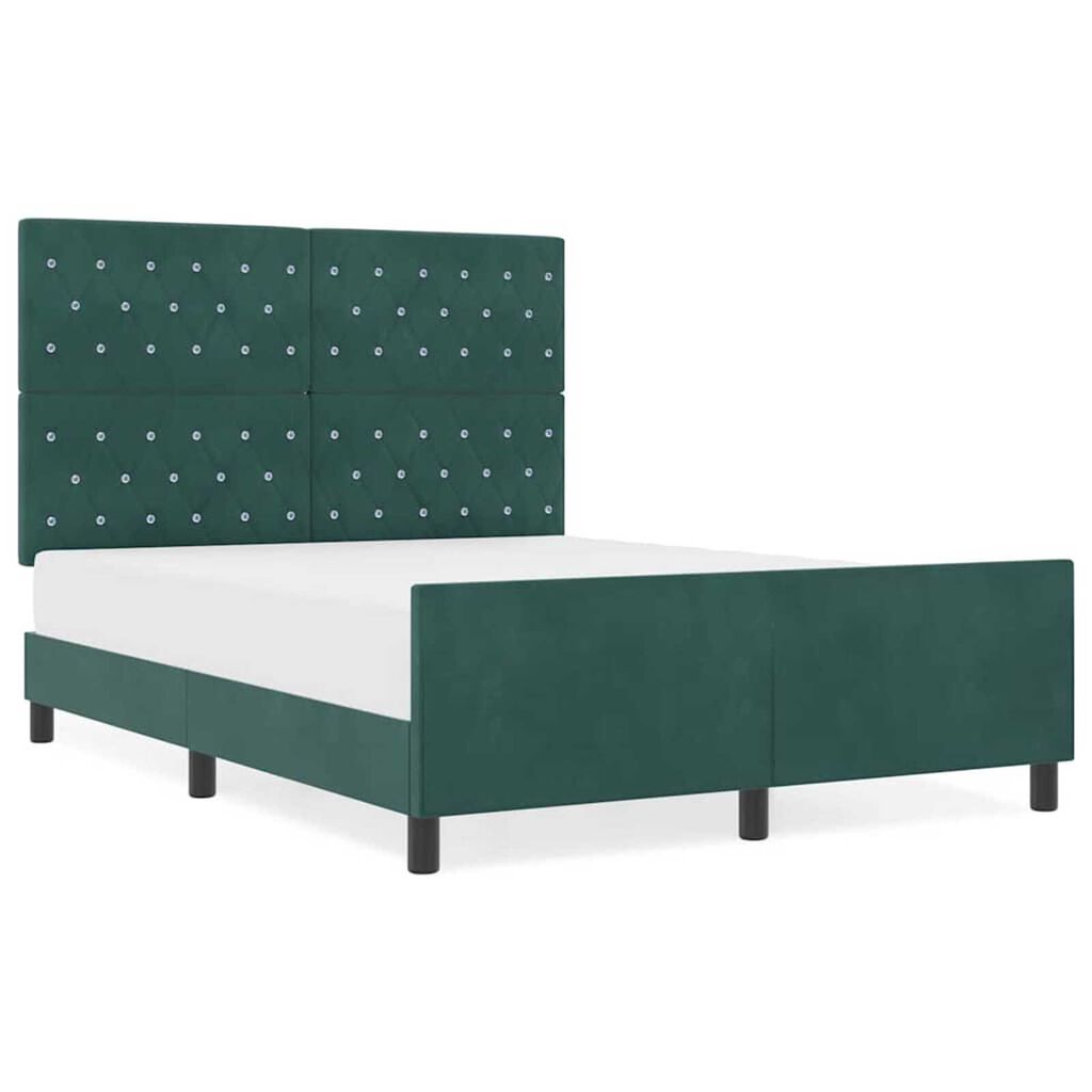 vidaXL Σκελετός Κρεβατιού Σκούρο πράσινο 140 x 190 cm Βελούδο