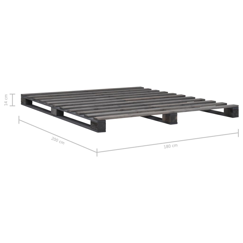 vidaXL Πλαίσιο Κρεβατιού Γκρι 180 x 200 εκ. Παλέτες Μασίφ Ξύλο Πεύκου