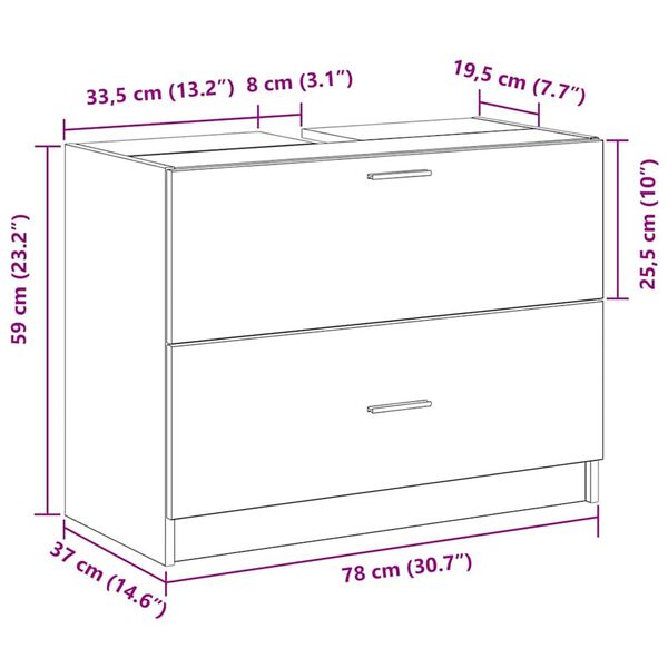 vidaXL Ντουλάπι Νεροχύτη Μαύρη Οξυά 78 x 37 x 59 cm Επεξεργασμένο ξύλο