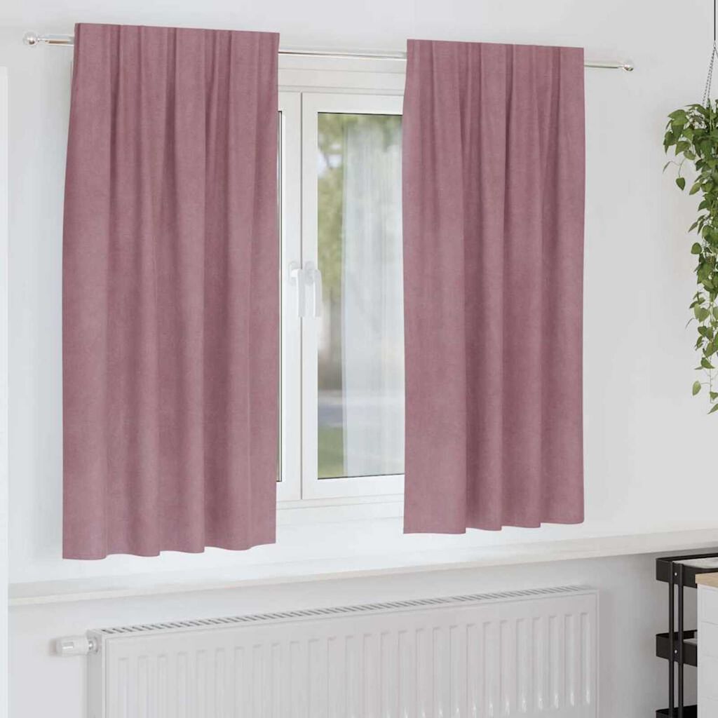 vidaXL Κουρτίνες με κουρτίνες 2 pcs Σκούρο Ροζ 140 x 175 cm Βελούδο
