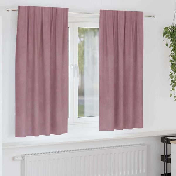 vidaXL Κουρτίνες με κουρτίνες 2 pcs Σκούρο Ροζ 140 x 175 cm Βελούδο