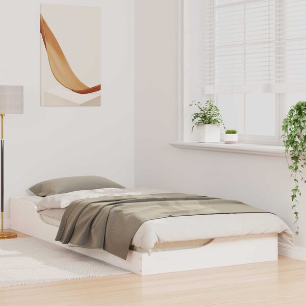 vidaXL Κρεβάτι δαπέδου Λευκό 80 x 200 cm Συμπαγές ξύλο πεύκου