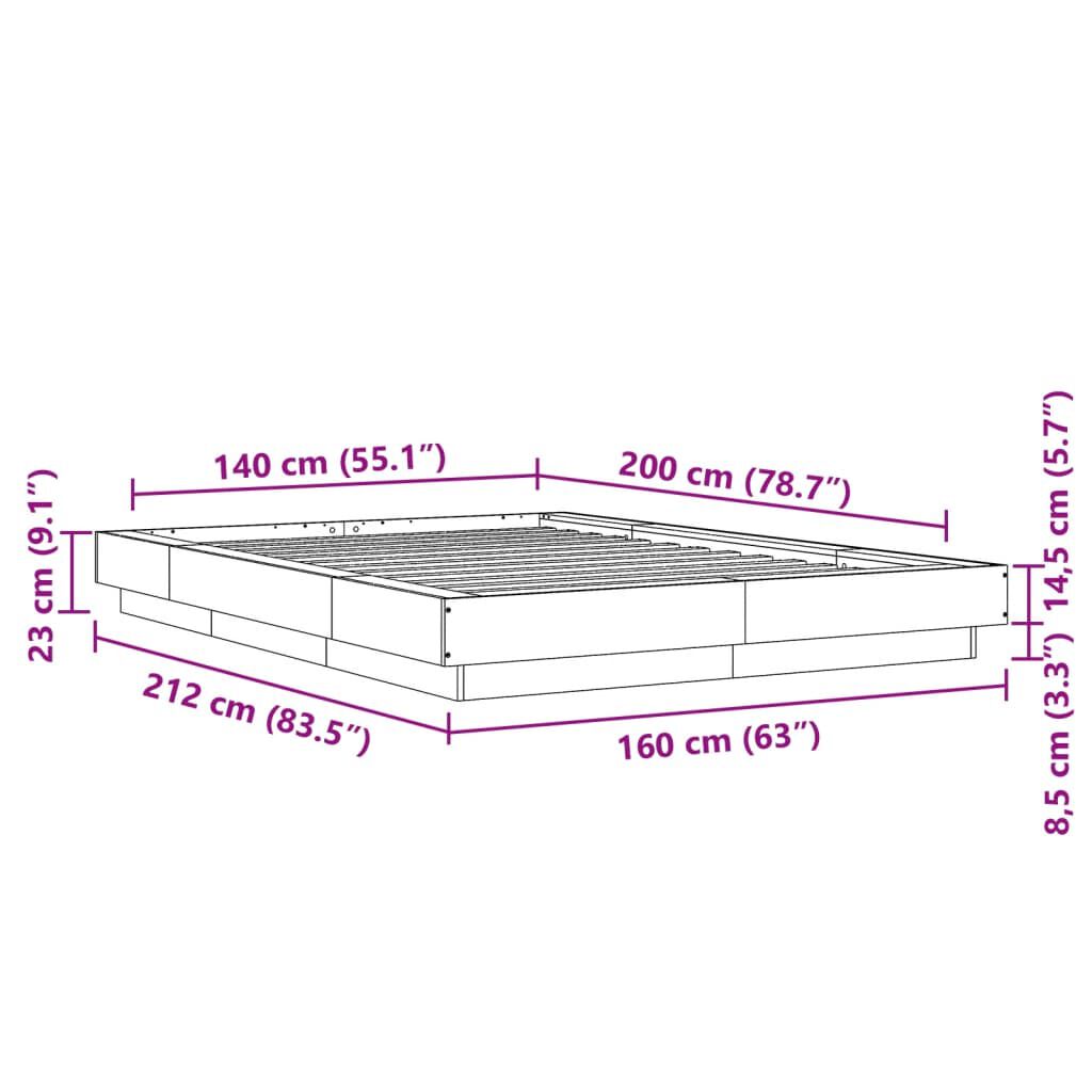 vidaXL Πλαίσιο Κρεβατιού Γκρι Sonoma 140x200 εκ. Επεξεργασμένο Ξύλο