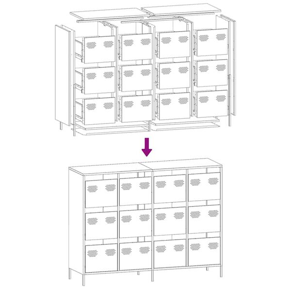 vidaXL Ντουλάπι Ροζ 135x39x103,5 εκ. από Χάλυβα Ψυχρής Έλασης