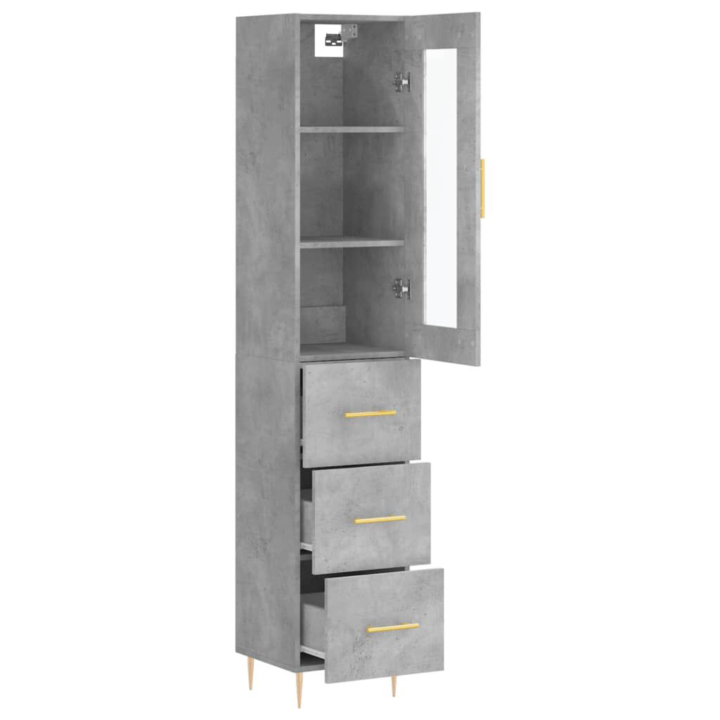 vidaXL Ντουλάπι Γκρι Σκυροδέματος 34,5x34x180 εκ. Επεξεργασμένο Ξύλο