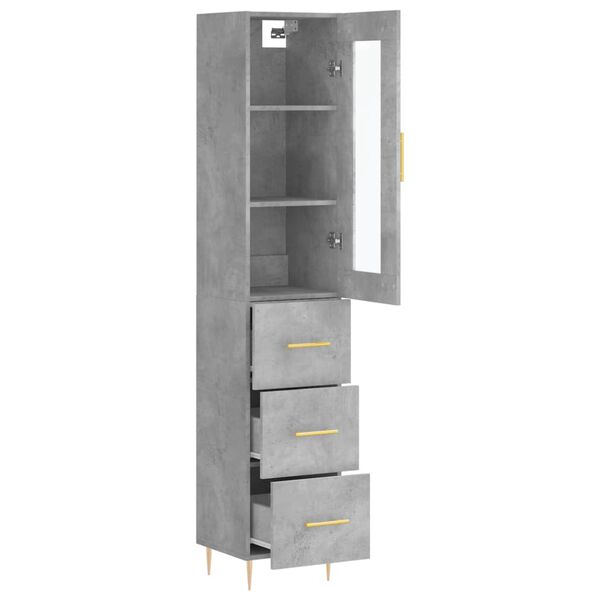 vidaXL Ντουλάπι Γκρι Σκυροδέματος 34,5x34x180 εκ. Επεξεργασμένο Ξύλο