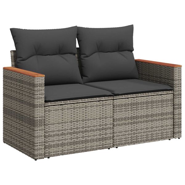 vidaXL Σετ Καναπέ Κήπου με μαξιλάρι 13 pcs Γκρι Πολυ ράταν