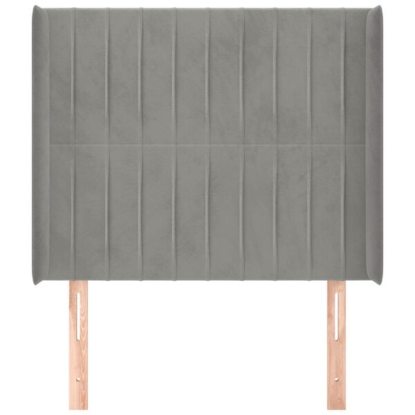 vidaXL Κεφαλάρι με Πτερύγια Ανοιχτό Γκρι 83x16x118/128 εκ. Βελούδινο