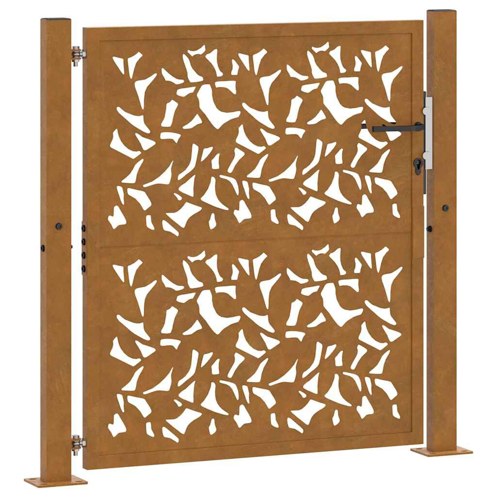 vidaXL Πύλη κήπου 105x105 cm από χάλυβα με φύλλα καιρικές συνθήκες
