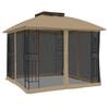 vidaXL Κιόσκι με Διπλούς Τοίχους/Δίχτυ Taupe 2,94x2,94 μ. από Ατσάλι