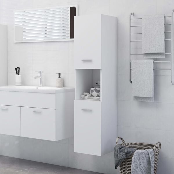 vidaXL Στήλη Μπάνιου Λευκή 30 x 30 x 130 εκ. από Επεξ. Ξύλο