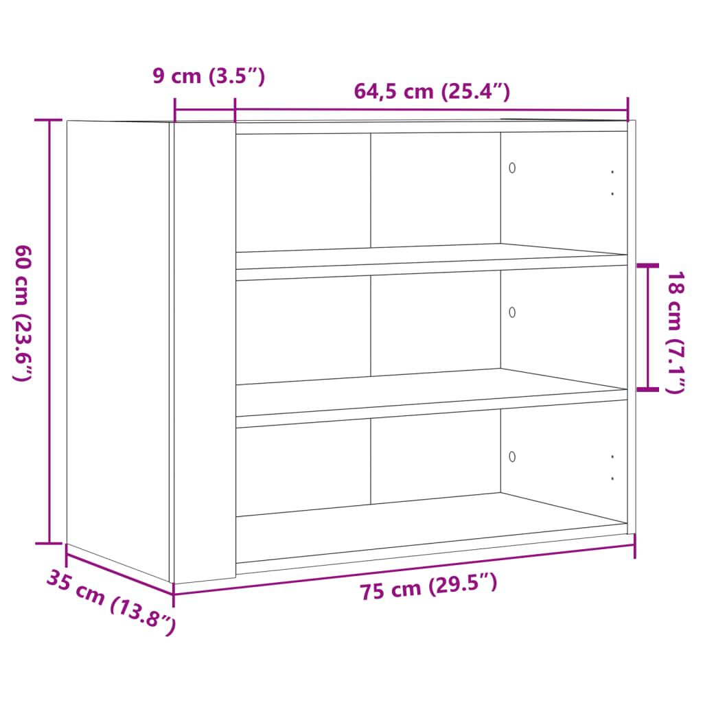vidaXL Ντουλάπι Τοίχου Γκρι Σκυρ. 75x35x60 εκ. Επεξεργασμένο Ξύλο