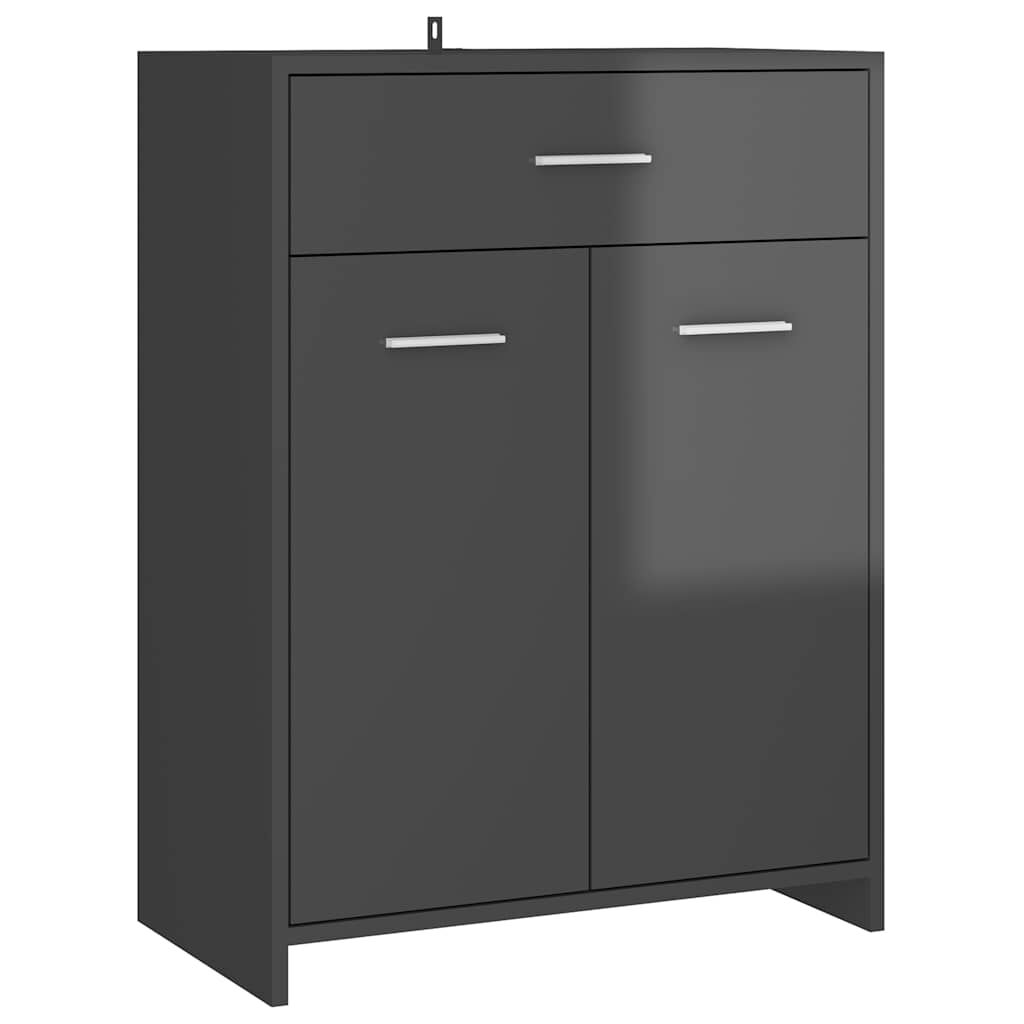 vidaXL Ντουλάπι Μπάνιου Γυαλιστερό Γκρι 60 x 33 x 80 εκ. Μοριοσανίδα