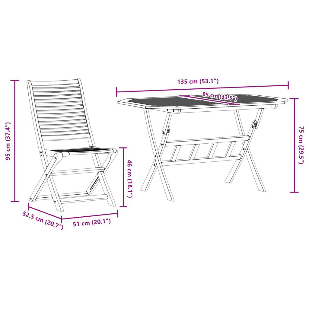 vidaXL Σετ Εξωτερικού Φαγητού 7 pcs Καστανό 135 x 85 x 75 εκ.