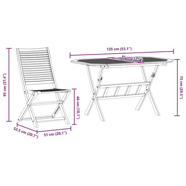vidaXL Σετ Εξωτερικού Φαγητού 7 pcs Καστανό 135 x 85 x 75 εκ.