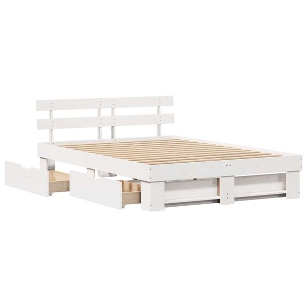 vidaXL Σκελετός Κρεβατιού Λευκό 150 x 200 cm Συμπαγές ξύλο πεύκου
