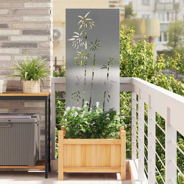 vidaXL Οθόνη Ιδιωτικότητας Κήπου Ασημί 50 x 140 εκ Ανοξείδωτο ατσάλι