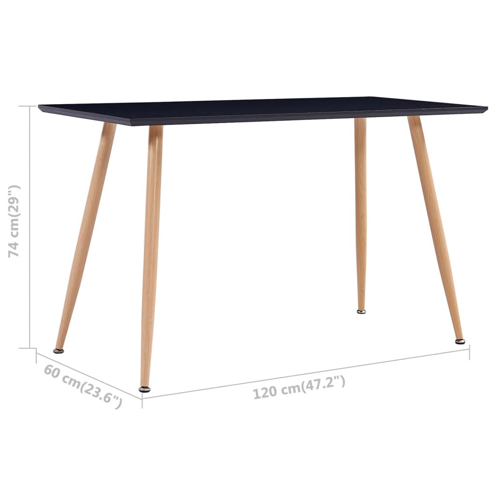 vidaXL Τραπεζαρία Μαύρη / Χρώμα Δρυός 120 x 60 x 74 εκ. από MDF