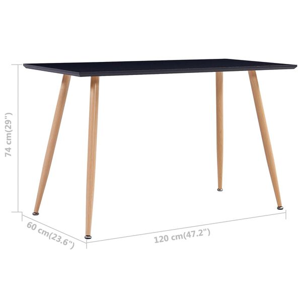 vidaXL Τραπεζαρία Μαύρη / Χρώμα Δρυός 120 x 60 x 74 εκ. από MDF