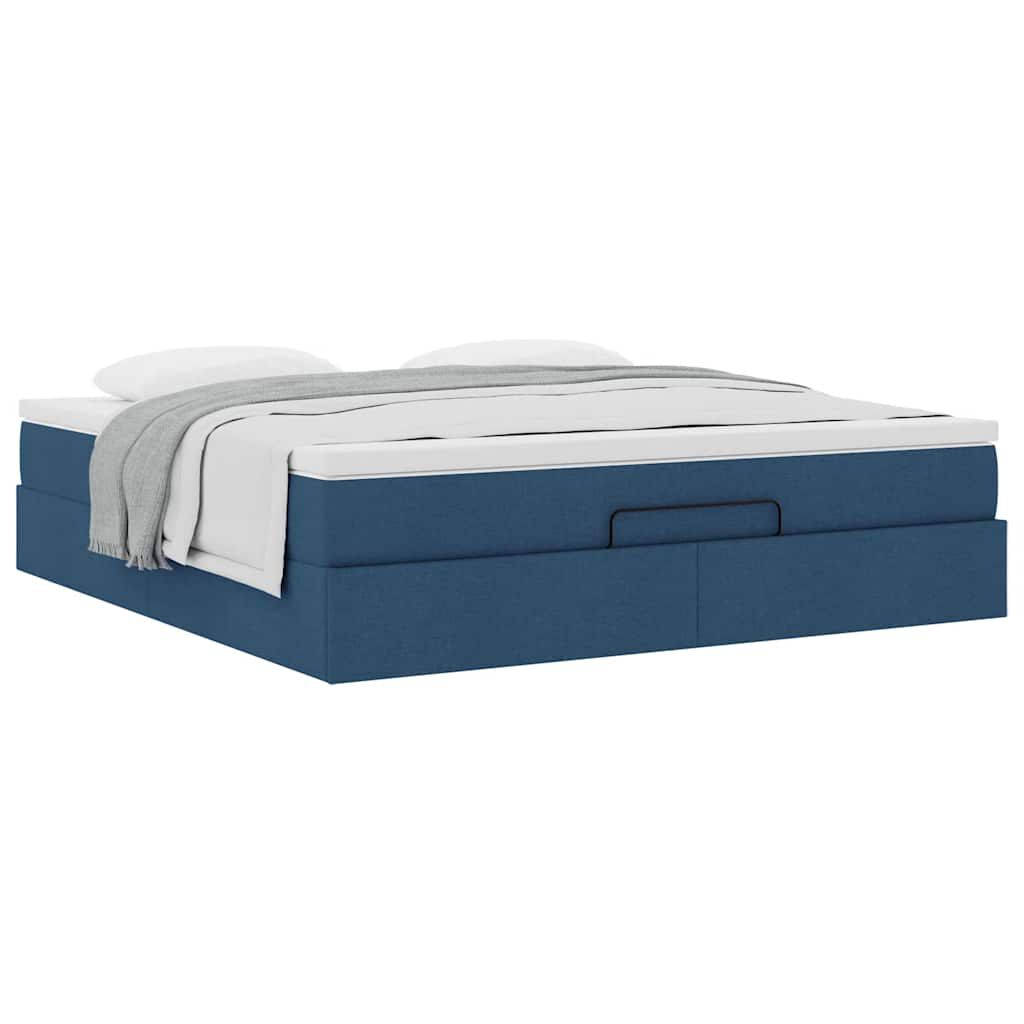 vidaXL Οθωμανικό κρεβάτι με στρώμα μπλε 180x200cm ύφασμα