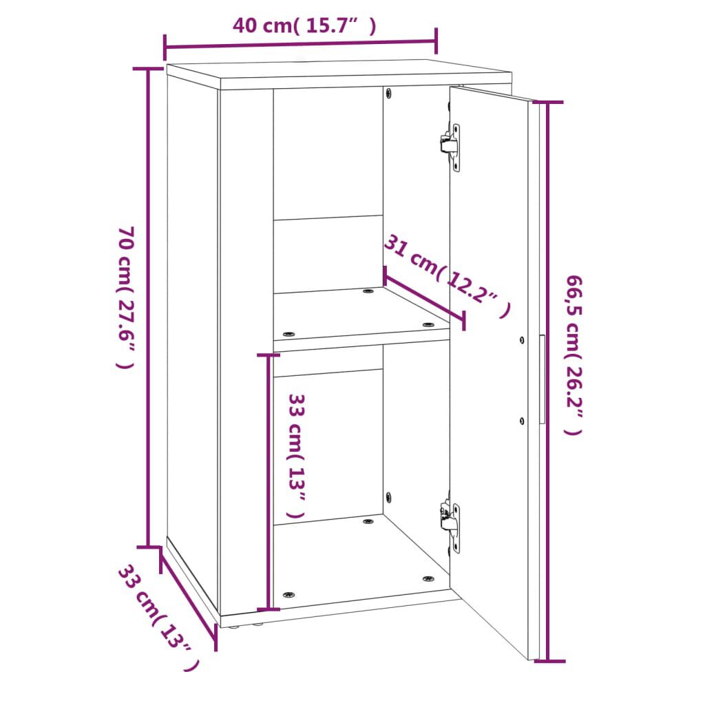 vidaXL Ντουλάπι Καφέ Δρυς 40 x 33 x 70 εκ. από Επεξεργασμένο Ξύλο