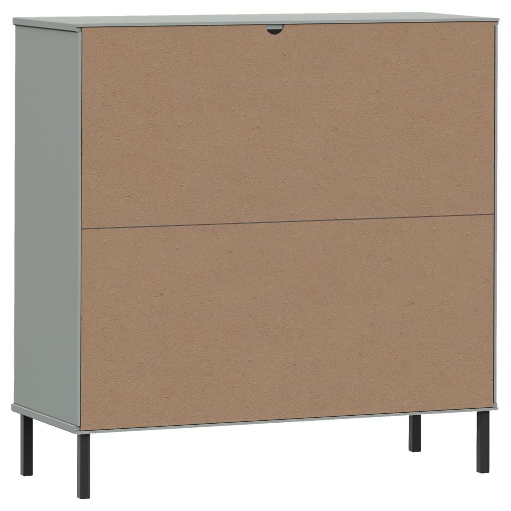 vidaXL Βιβλιοθήκη OSLO Γκρι 90x35x90,5 εκ. Μασίφ Ξύλο με Μετ. Πόδια