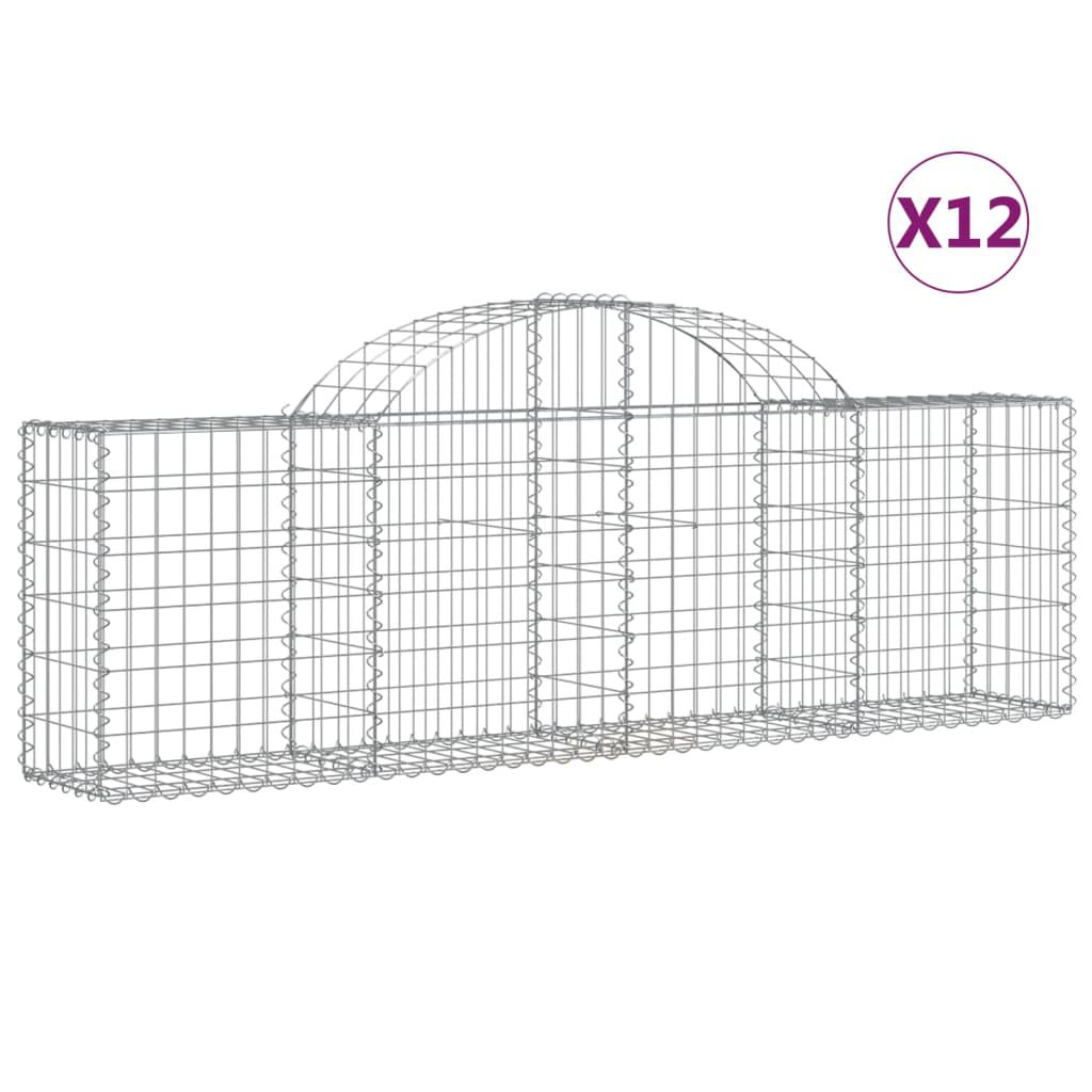 vidaXL Συρματοκιβώτια Τοξωτά 12 τεμ. 200x30x60/80 εκ. Γαλβαν. Ατσάλι