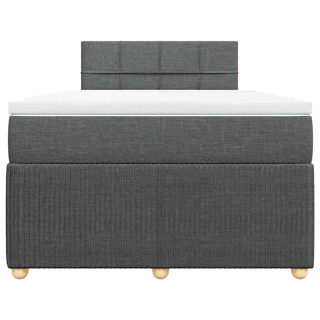 vidaXL Κρεβάτι Boxspring με Στρώμα Σκούρο Γκρι 120x200 εκ. Υφασμάτινο