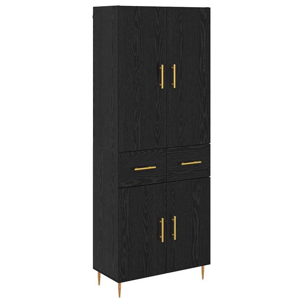 vidaXL Highboard &Mu;&alpha;ύ&rho;&eta; &Omicron;&xi;&upsilon;ά 69,5 x 34 x 180 &epsilon;&kappa;. &Epsilon;&pi;&epsilon;&xi;&epsilon;&rho;&gamma;&alpha;&sigma;&mu;έ&nu;&omicron; &xi;ύ&lambda;&omicron;