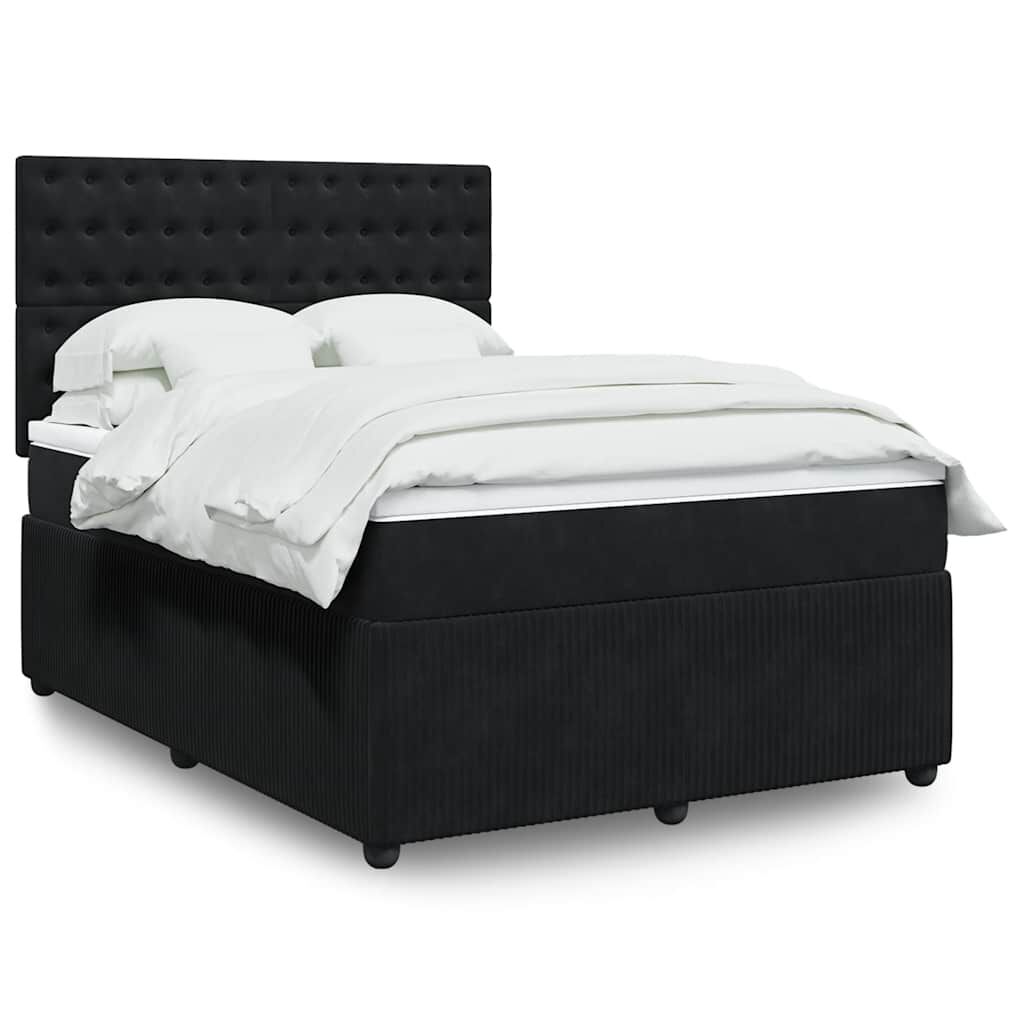 vidaXL Κρεβάτι Boxspring με Στρώμα Μαύρο 160x200 εκ. Βελούδινο