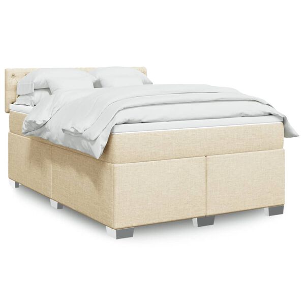 vidaXL Κρεβάτι Boxspring με Στρώμα Κρεμ 140x190 εκ. Υφασμάτινο