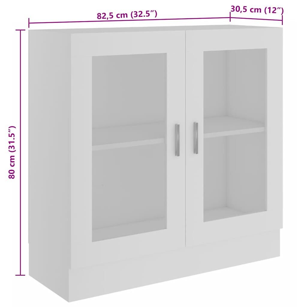 vidaXL Βιτρίνα Λευκή 82,5 x 30,5 x 80 εκ. Επεξ. Ξύλο