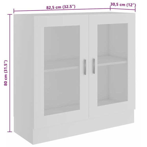 vidaXL Βιτρίνα Λευκή 82,5 x 30,5 x 80 εκ. Επεξ. Ξύλο