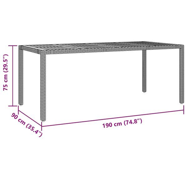 vidaXL Σέτ φαγητού για κήπο 9 pcs Γκρι και Καφέ 190 x 90 x 75 cm
