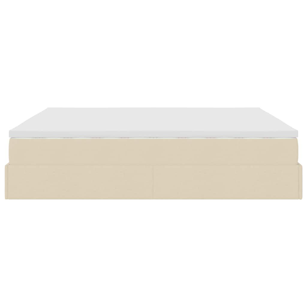 vidaXL Οθωμανικό κρεβάτι με στρώμα Cream 180x200cm ύφασμα