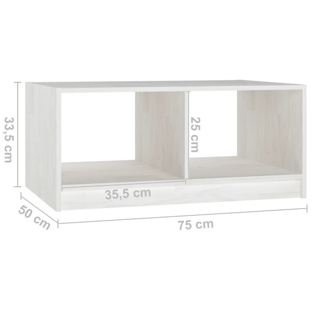 vidaXL Τραπεζάκι Σαλονιού Λευκό 75x50x33,5 εκ. από Μασίφ Ξύλο Πεύκου